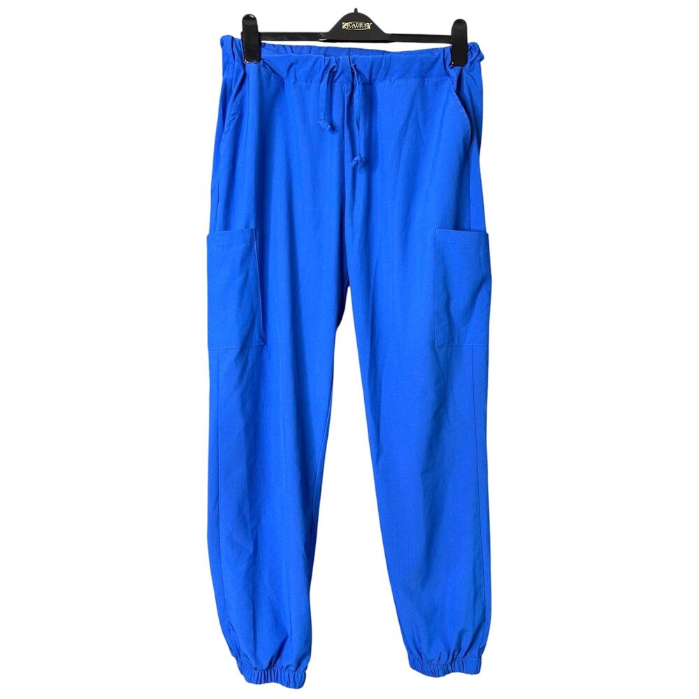 Womens Blue Medical Jogger Scrub Pants Sz L Nurse Hygienist Comfort Workwear
